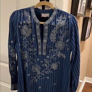 Embroidered Blue Women's Top